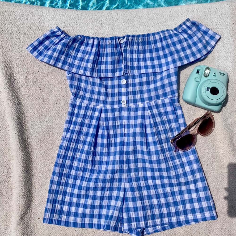 New Look Petite Gingham Double Layered Romper